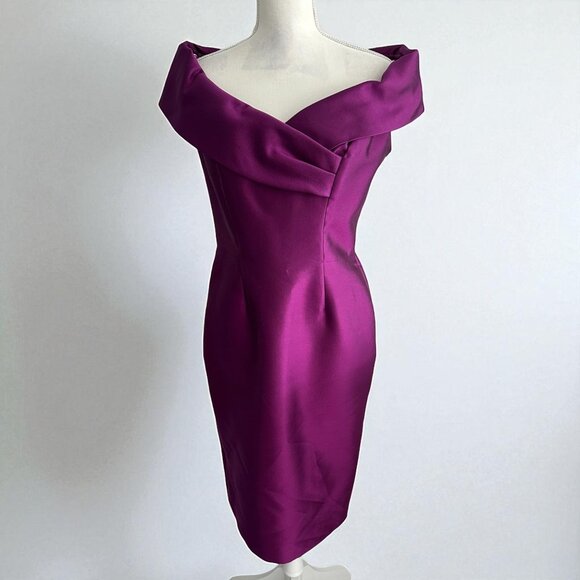 CATHERINE REGEHR Purple Off The Shoulder Cocktail Dress Size Medium - Picture 1 of 13